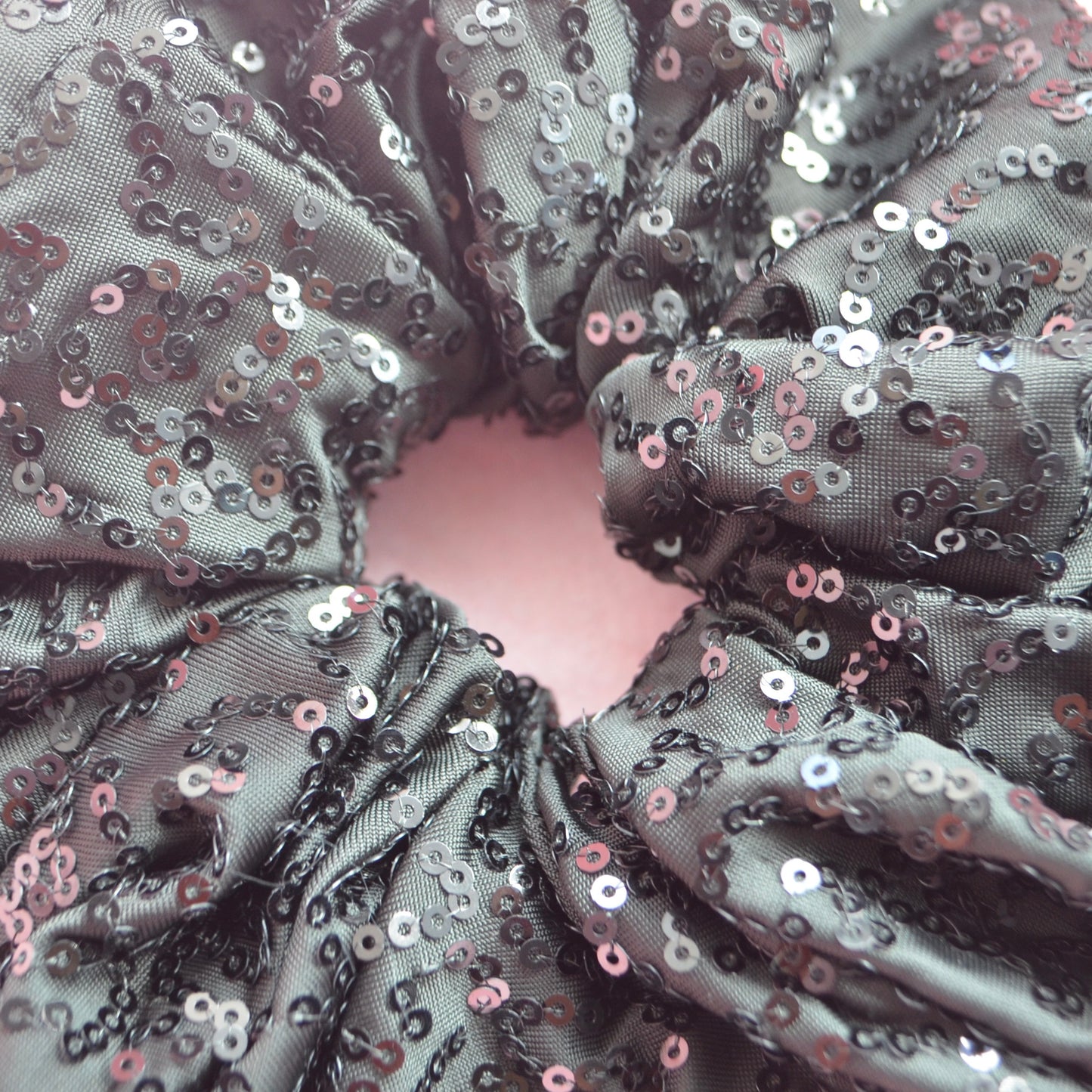 Black Paillette Large Scrunchie