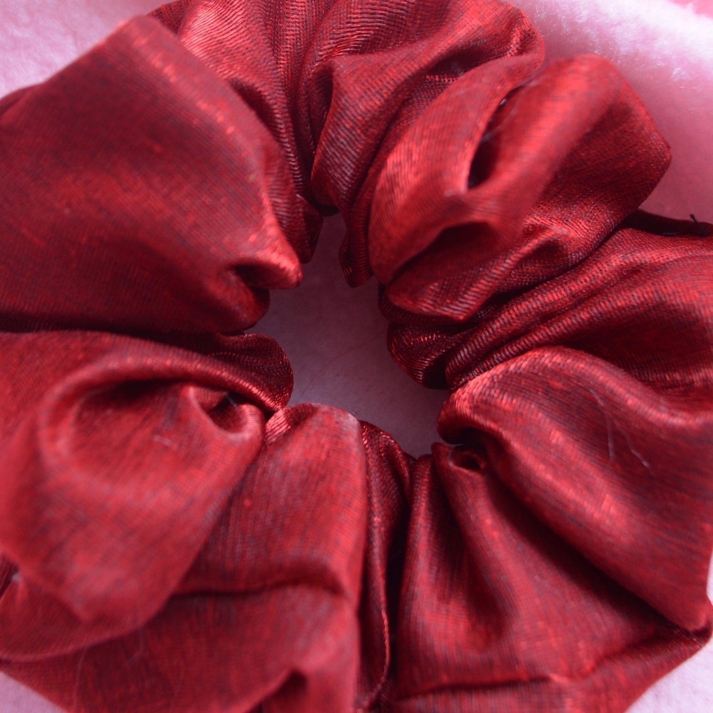Shiny Red Medium Scrunchie