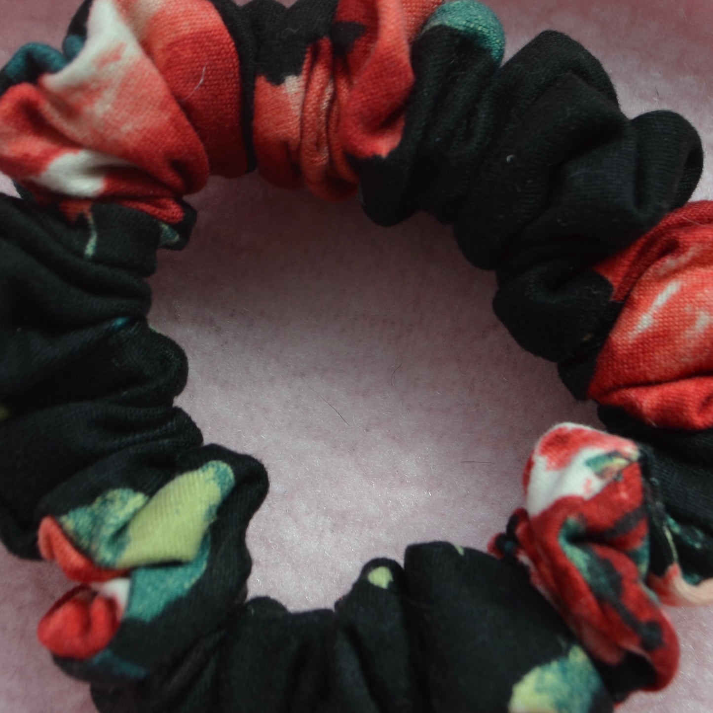 Red Flowers X-Small Scrunchie