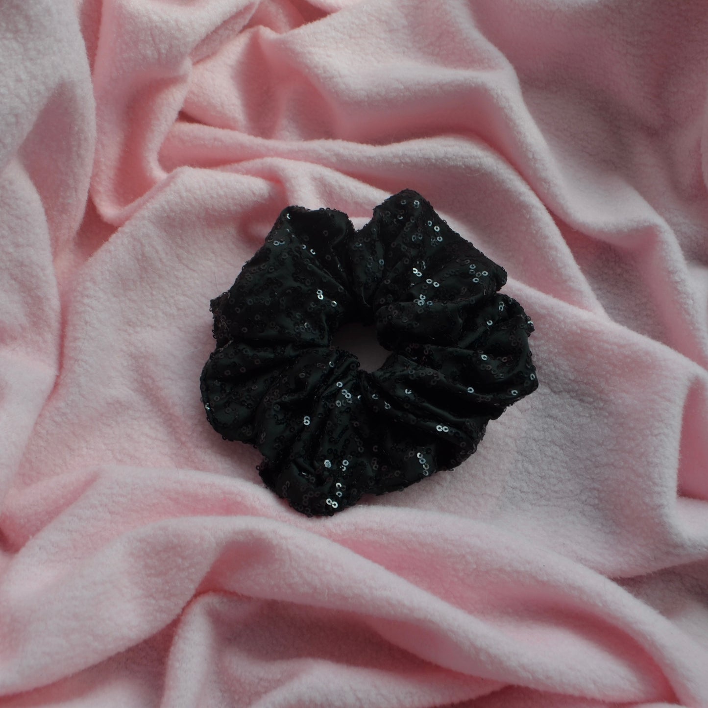 Black Paillette Large Scrunchie